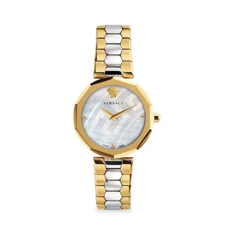 versace stainless steel & mother-of-pearl bracelet watch|Stainless Steel Versace Watches .